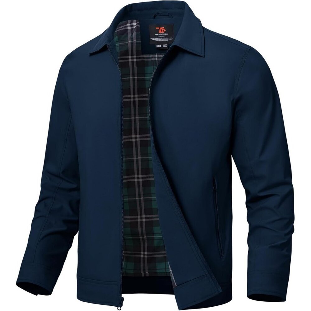 Men's Stylish Jackets Lightweight 01 Navy Blue Coat Front Closure Zip Pockets - Picture 8 of 8